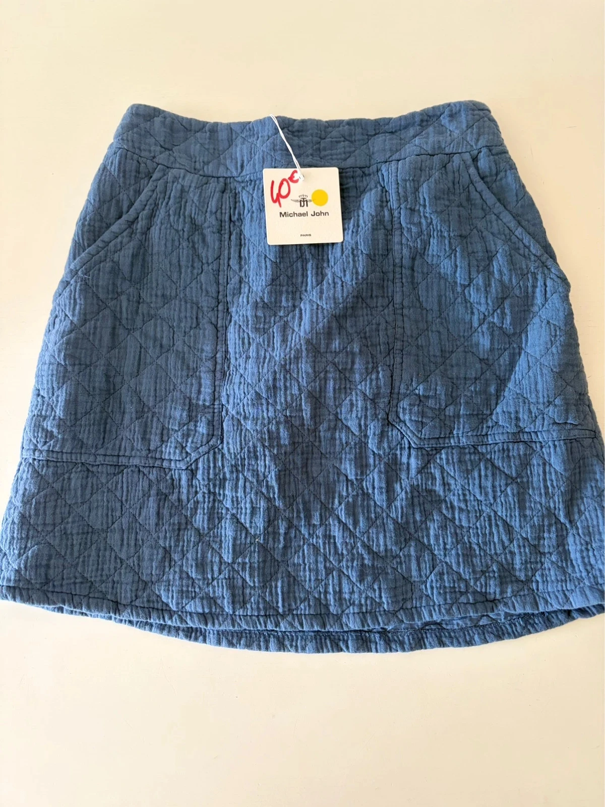 💙 Jupe matelassée bleu pétrole Michael John Paris – Neuve avec étiquette – Taille M/L